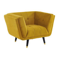 SESSEL - Samt - Ocker - SAMANTHA II - Gelb, Textil (91/76/110cm) - Vente-Unique