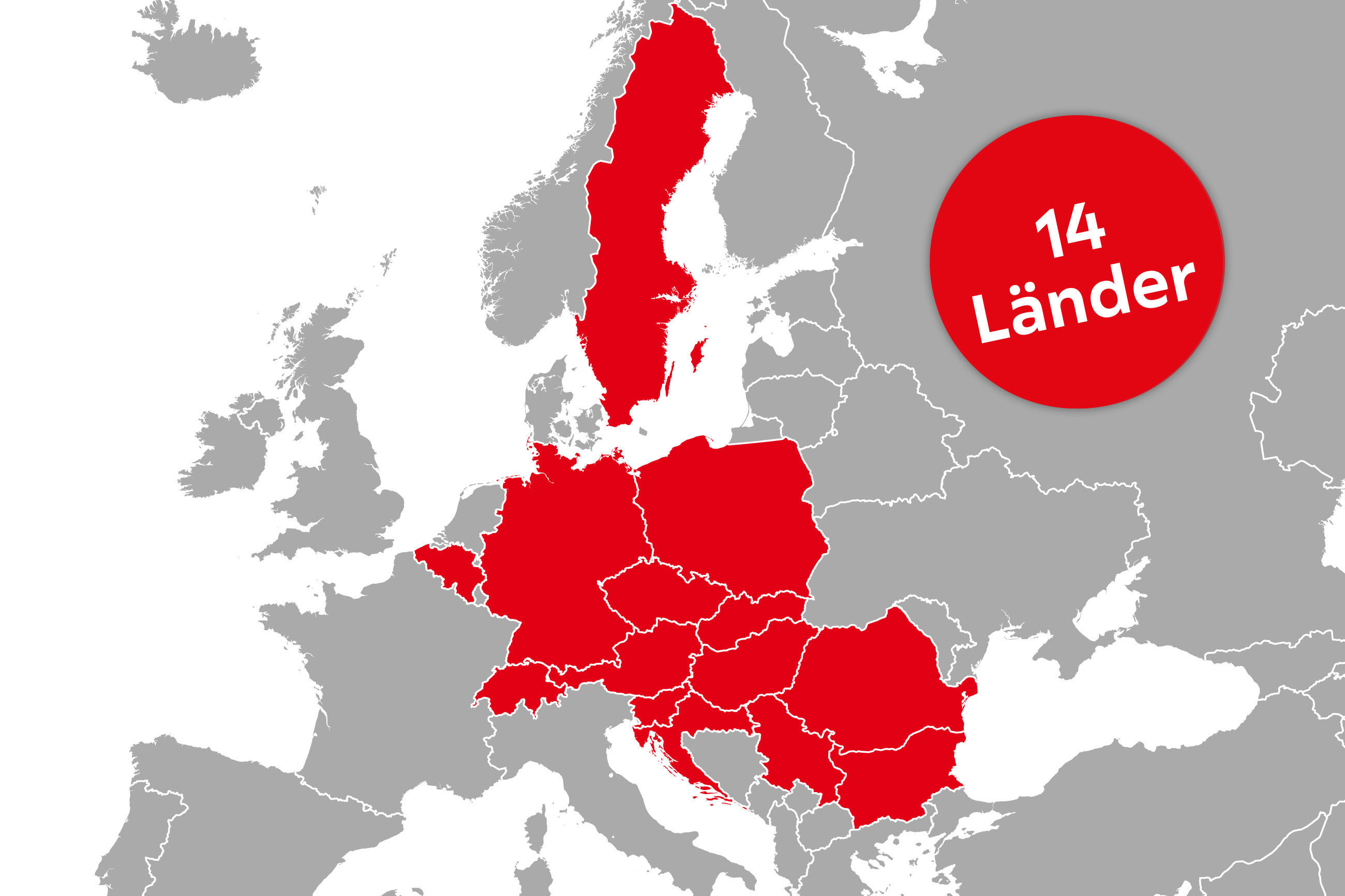 Europakarte inkl. der Länder in welchen XXXLutz vertreten ist