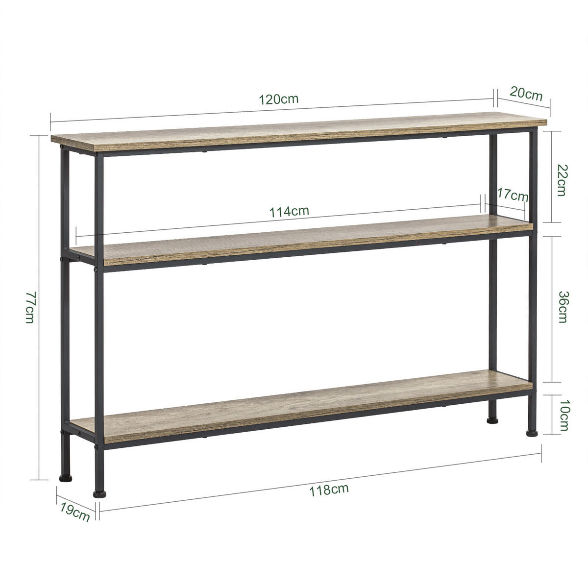 KONSOLENTISCH Vintage - Naturfarben, Holzwerkstoff (20/120/77cm) - SoBuy