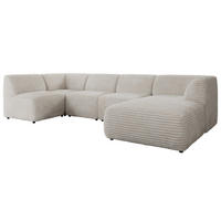 WOHNLANDSCHAFT MODARO U 5M - Beige Cord - Rechts - Beige/Schwarz, Textil (345/78/180cm) - MKS
