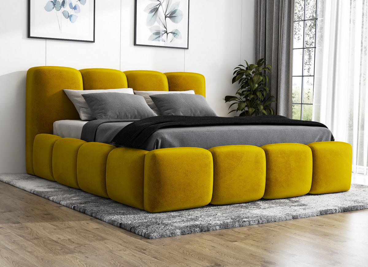 POLSTERBETT DONA 160x200 Goldfarben - Goldfarben, Textil (160/200cm) - A&J MöbelLand