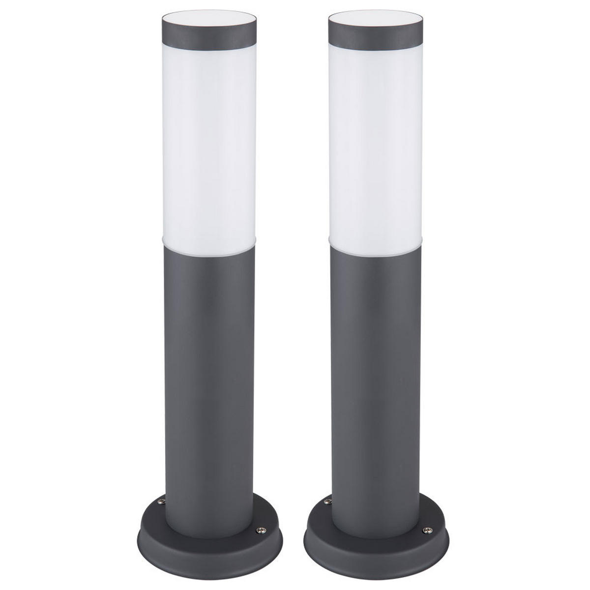 LED AUSSENLEUCHTE Edelstahl Anthrazit 2er Set - Anthrazit, Metall (7.6/7.6/45cm)
