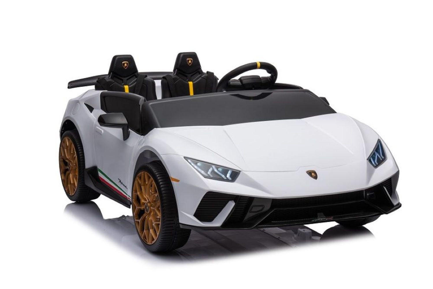 KINDER ELEKTROAUTO Lamborghini Huracan Spider weiß Allradantrieb, EVA-Reifen, Kunstledersitz, lizenziert, Zweisitzer - Weiß, Kunststoff (133/88/50cm) - Es-Toys