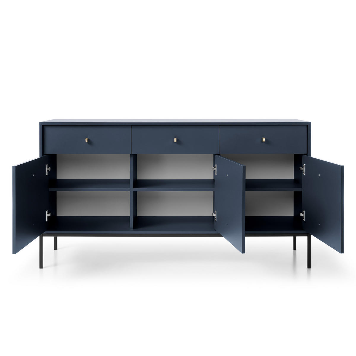 SIDEBOARD MONDO 154/83/39 cm mit 3 Schubladen 3 Türen Blau - Blau, Holzwerkstoff (154/83/39cm) - MASSENO