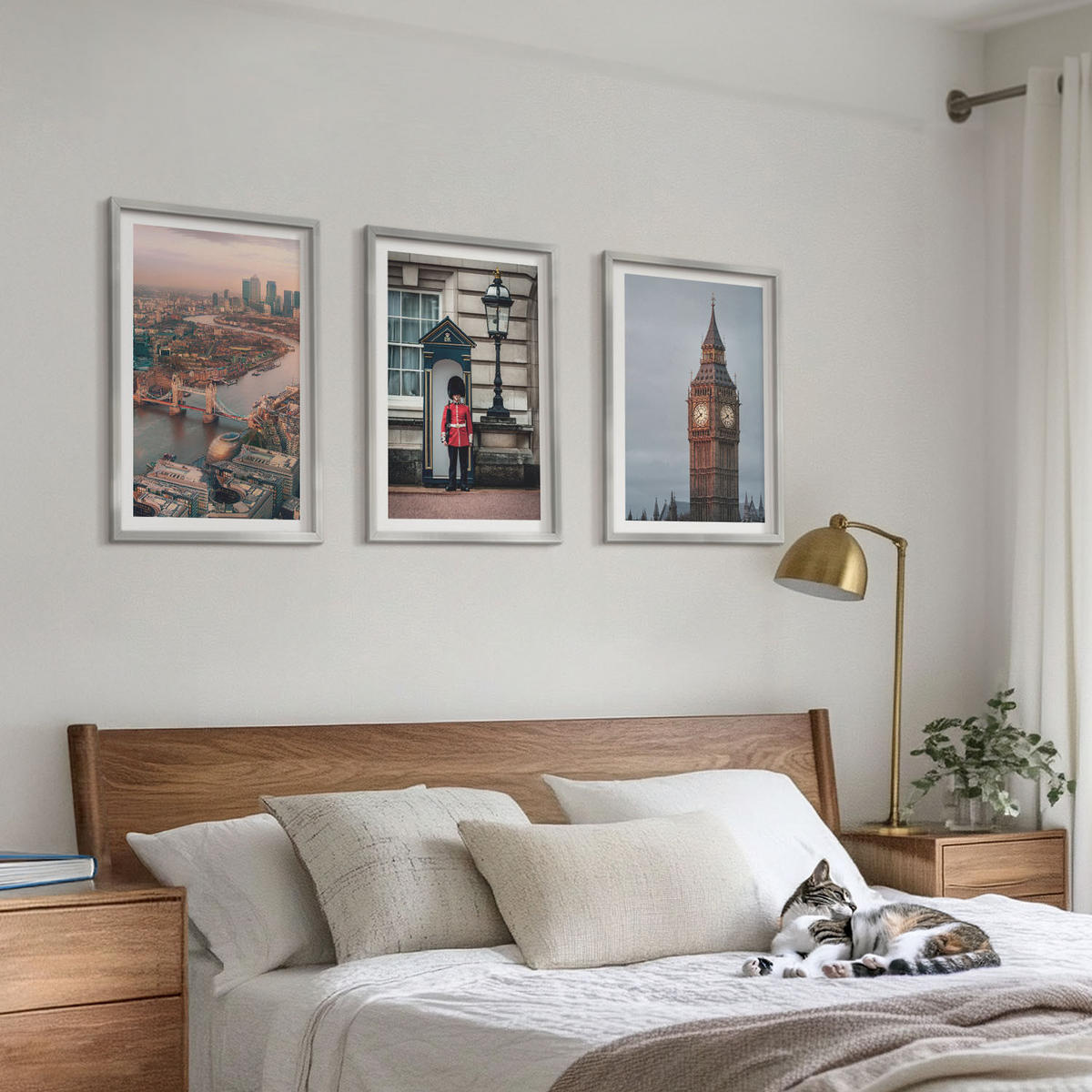BILDER SET 3er Set - 40x60 cm Silberner Rahmen - London Bridge Guardian Big Ben - Silberfarben, Kunststoff (40/60cm) - TULUP