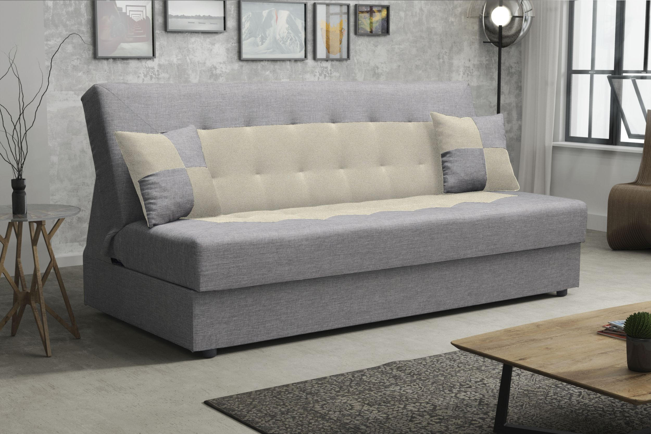 SOFA POLO mit Schlaffunktion SAWANA 21+01 mit Stauraum - Beige, Textil (80/96/192cm) - Bedante