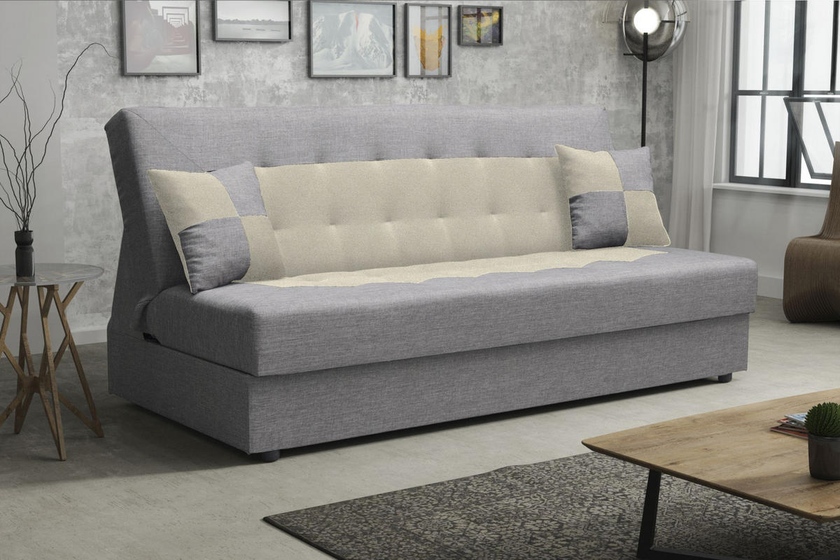 SOFA POLO mit Schlaffunktion SAWANA 21+01 mit Stauraum - Beige, Textil (80/96/192cm) - Bedante