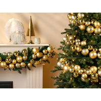 WEIHNACHTSGIRLANDEN-SET 80-teiliges mit Kugeln 4, 5, 6 cm gold, 180 cm - Goldfarben, Kunststoff (6/6/180cm) - LAALU