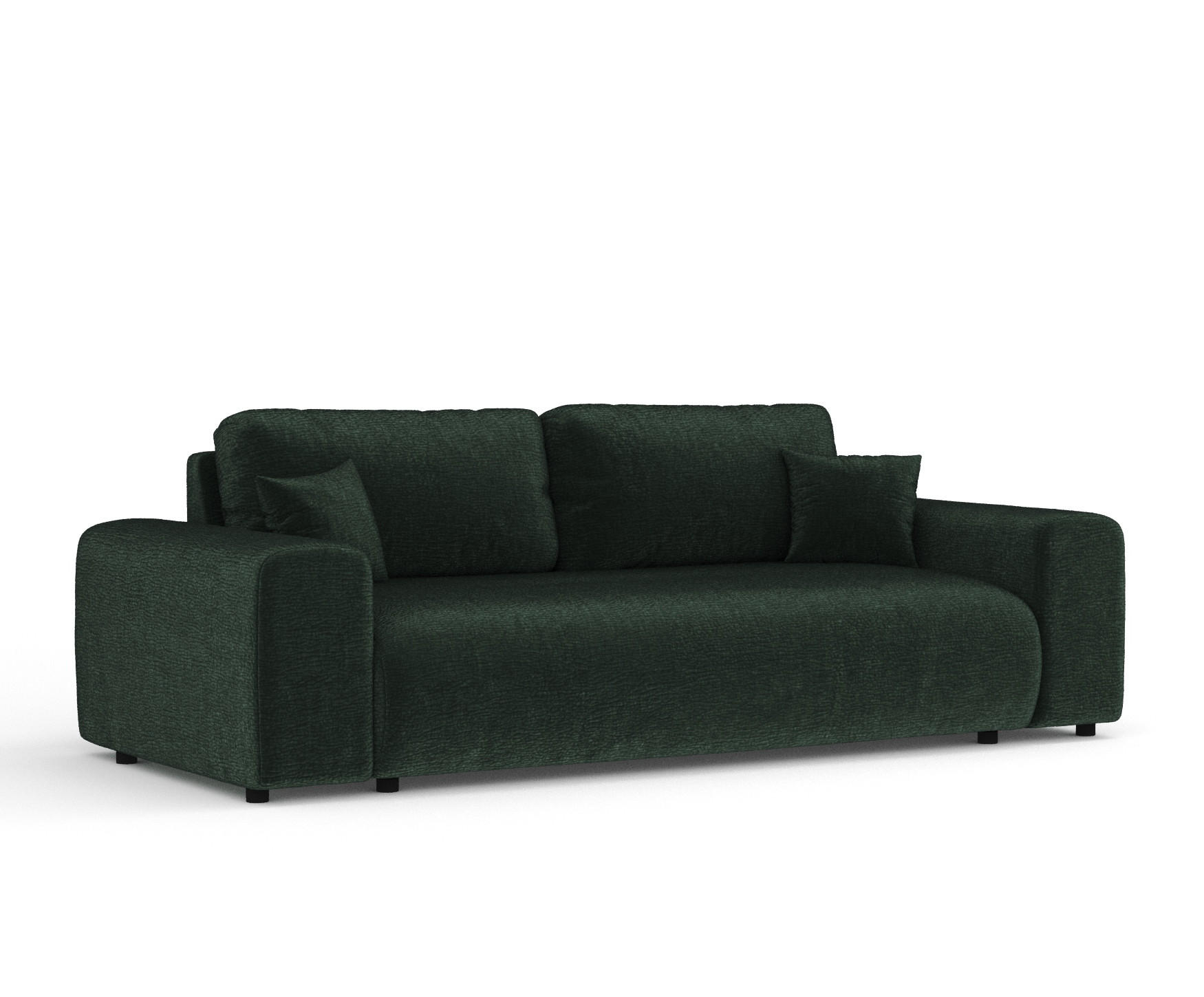 3-SITZER-SOFA Zanzibar Grün Chenille - Schwarz/Grün, Holz/Holzwerkstoff (213/79/108cm) - Maison de Reve
