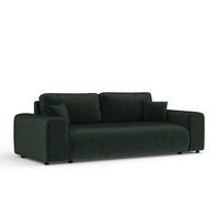 3-SITZER-SOFA Zanzibar Grün Chenille - Schwarz/Grün, Holz/Holzwerkstoff (213/79/108cm) - Maison de Reve