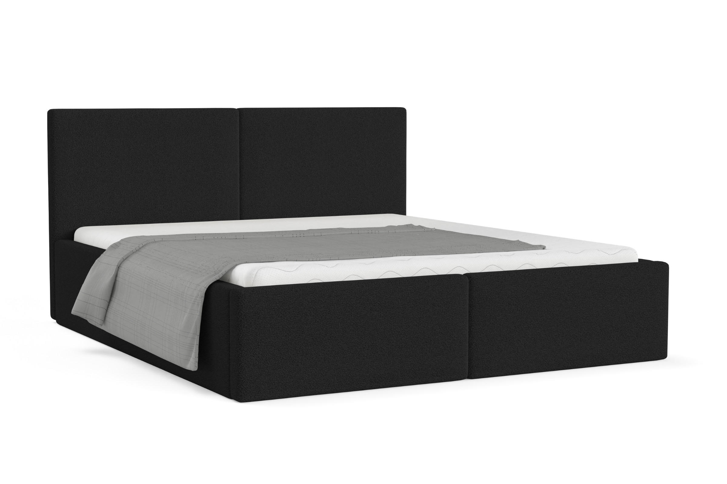 POLSTERBETT BEN 180/200 in Boucle Schwarz - Schwarz, Holz/Holzwerkstoff (180/200cm) - Deine Möbel 24