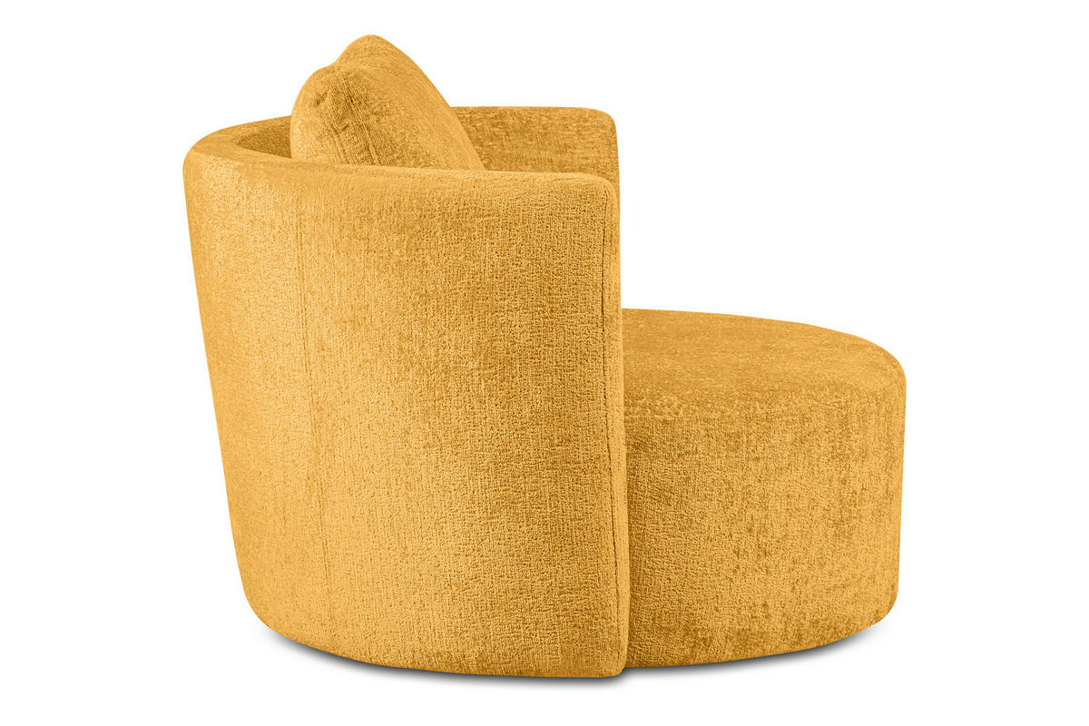 DREHSESSEL RAGGI 360° Drehfunktion mit inklusive dekorativem Kissen, Senfgelb - Hellgelb, Textil (92/75/94cm) - KONSIMO®
