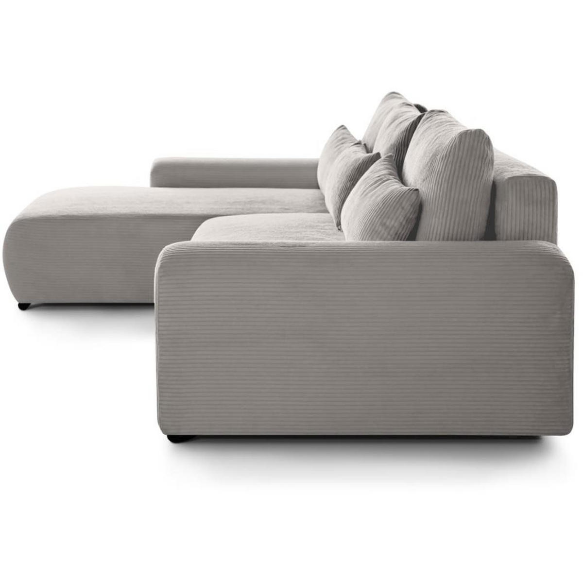 ECKSCHLAFSOFA Benny beige links - Beige/Schwarz, Kunststoff/Textil (271/185cm) - Beautysofa
