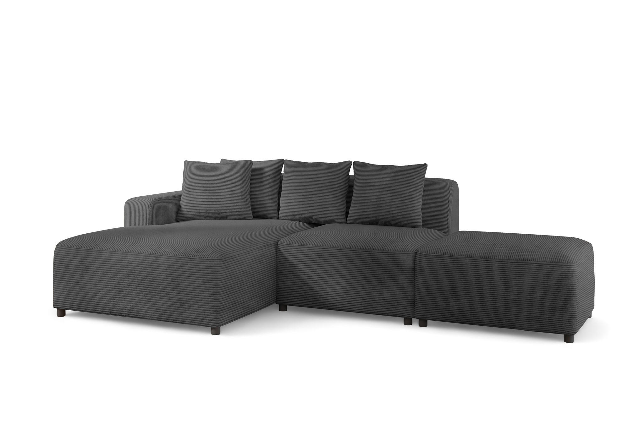 ECKSOFA Megan Xs In Poso - Dunkelgrau, Holzwerkstoff/Textil (304/165cm) - Fun Möbel
