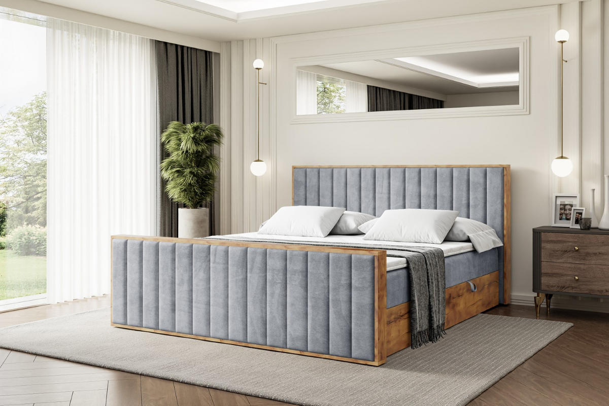 BOXBETT mit Matratze H4 und Lattenrost - LOLLI4-Z - 160x200 - Grau Casablanca - Grau, Holzwerkstoff (160/200cm) - ALTDECOR