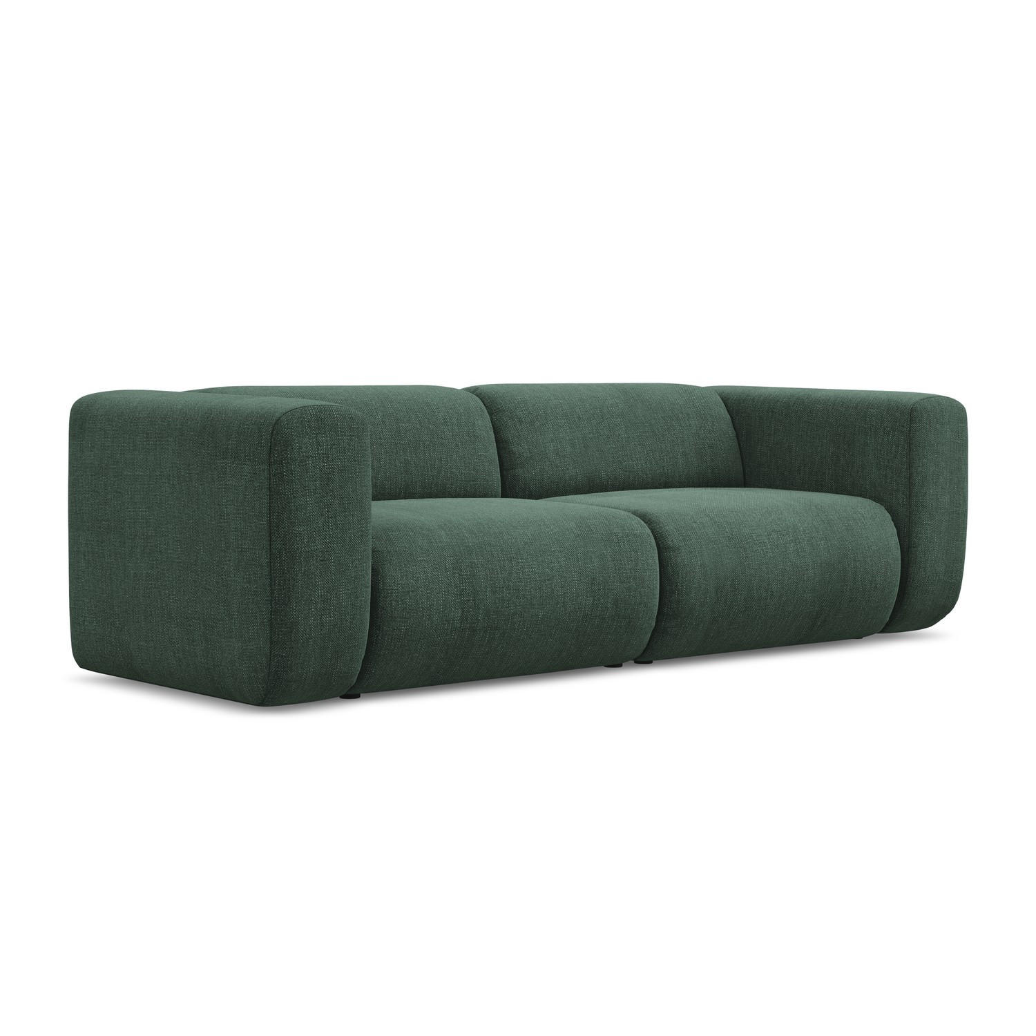 3-SITZER SOFA Chenille Stoff Grün - Schwarz/Grün, Kunststoff/Textil (228/70/89cm) - LaMiaSofa