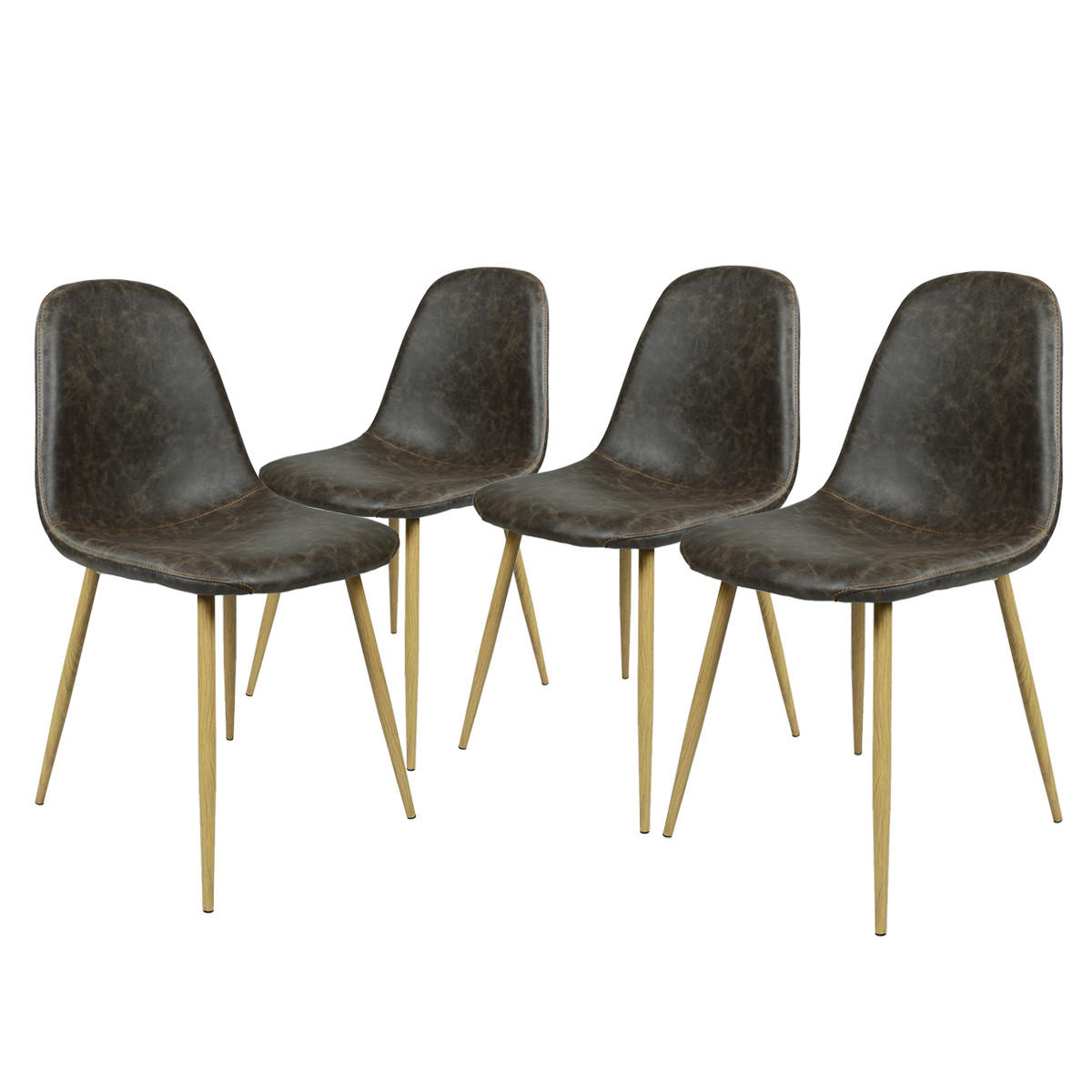 STUHL-SET 4 Stück in Eisen Vintage - Dunkelbraun/Schwarz, Holzwerkstoff/Textil (46/86/47cm) - Urban Meuble