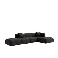 ECKSOFA L-Form mit Hocker, Chenille-Stoff Cremona, Anthrazit, Rechts, GRETA - Anthrazit, Holz (386/179cm) - Kaiser Möbel