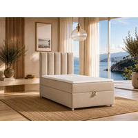 BOXBETT mit Bettkasten Trinity K-10 SINGLE Bonellfederkern inkl. Topper - Beige, Holz/Holzwerkstoff (90/200cm) - Best For Home