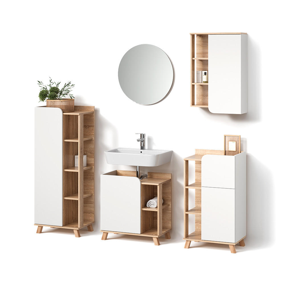 Livinity® KOUPELNOVÝ NÁBYTEK Marano, Sonoma/Bílá, 5dílná