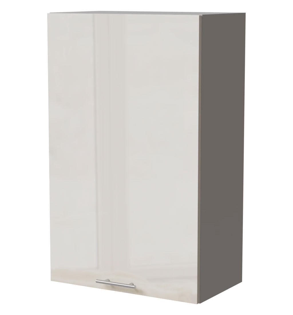 HÄNGESCHRANK Brerra W4/60/1 Grau / RAL 9001 creme Hochglanz 60 / 32,5 / 96cm - Creme/Grau, Holz/Holzwerkstoff (60/96/32.5cm) - Feldmann-Wohnen
