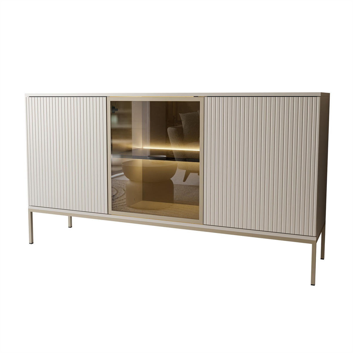 SIDEBOARD ECLIPSE K154 mit Beleuchtung,KASCHMIR - Kaschmir, Holzwerkstoff (154/83/39cm) - Lookway