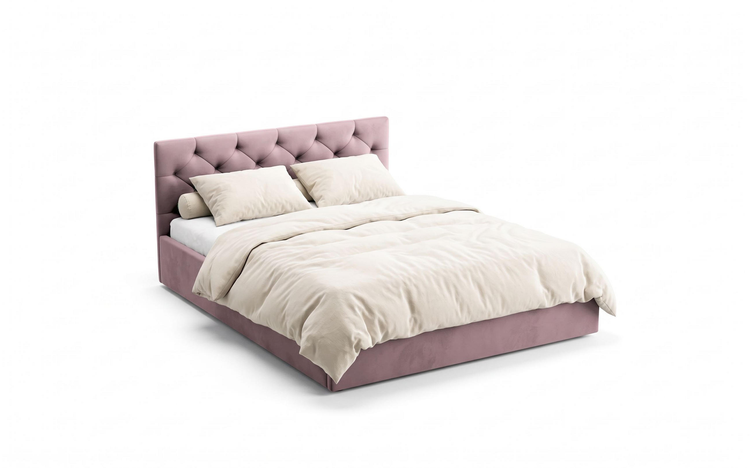 POLSTERBETT Sara Rosa 200x200 cm, mit Bettkasten und gestepptem Kopfteil - Rosa, Holzwerkstoff/Textil (200/200cm) - Bettso