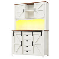 KÜCHENBUFFET mit LED-Beleuchtung und verstellbaren Einlegeböden, 115 x 40 x 174,7 cm, Weiß, MDF und Metall - Weiß, Holzwerkstoff (115/174.7/40cm) - SONNENH