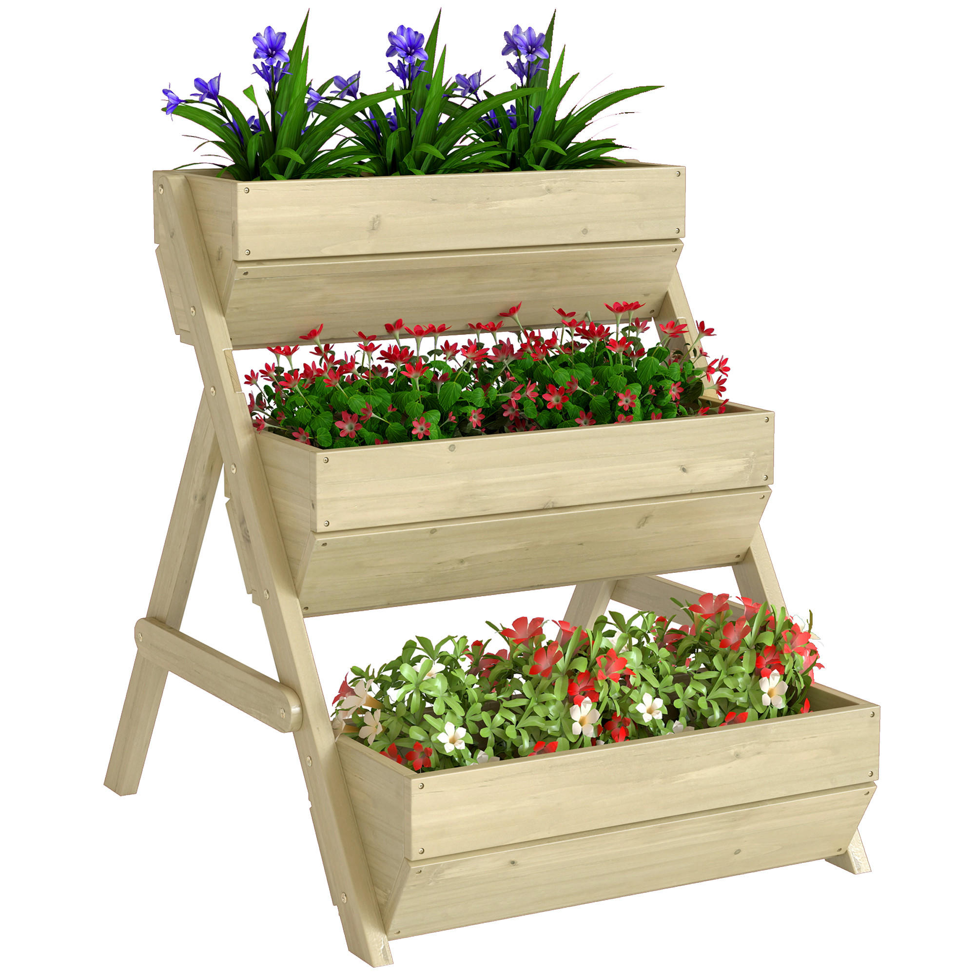 HOCHBEET DE-05388 3 Etagen, Holz, grün Grün - Grün, Holz (75/76/65cm) - ComfortXL