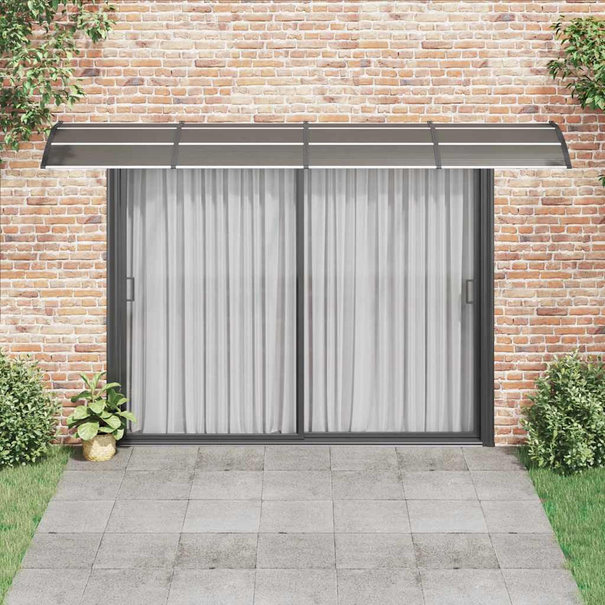 TÜRVORDACH Schwarz 400/100 Cm Polycarbonat - Schwarz, Kunststoff (100/400cm) - vidaXL