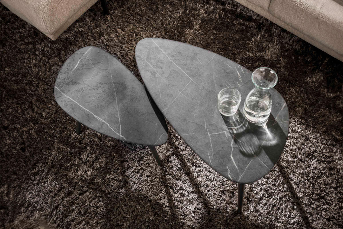 COUCHTISCH-SET PARANA Schwarz Kunststoff - Schwarz, Kunststoff/Metall (80/44/40cm) - KAWOLA