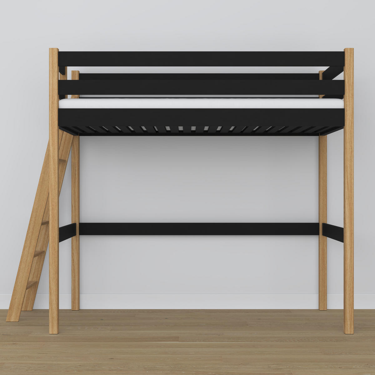 HOCHBETT N02 Schwarz / Eiche Natur 90/200 - Schwarz/Eiche Artisan, Naturmaterialien/Holz (90/200cm) - N-Wood