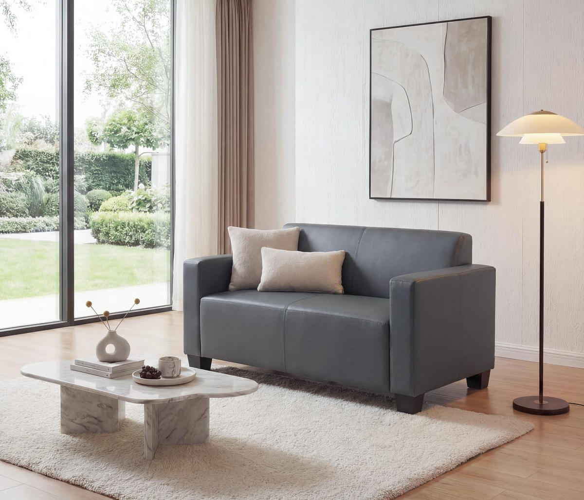 2-SITZER-SOFA Grau - Dunkelgrau/Grau, Textil (136/76/72cm) - MCW