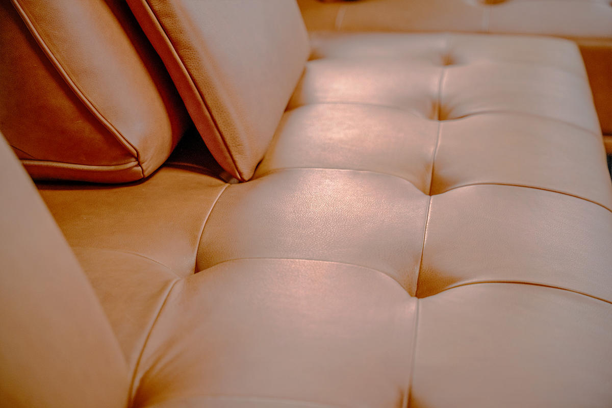 MODULSOFA MIT HOCKER WIOLO 3ER SET Braun Leder - Dunkelbraun/Silberfarben, Leder/Metall (350/83/350cm) - KAWOLA