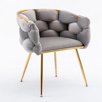 SESSEL Samt Grau mit Metallgestell für Schlafzimmer, Wohnzimmer, Esszimmer - Grau, Textil/Metall (73/75/56cm) - WISHDOR