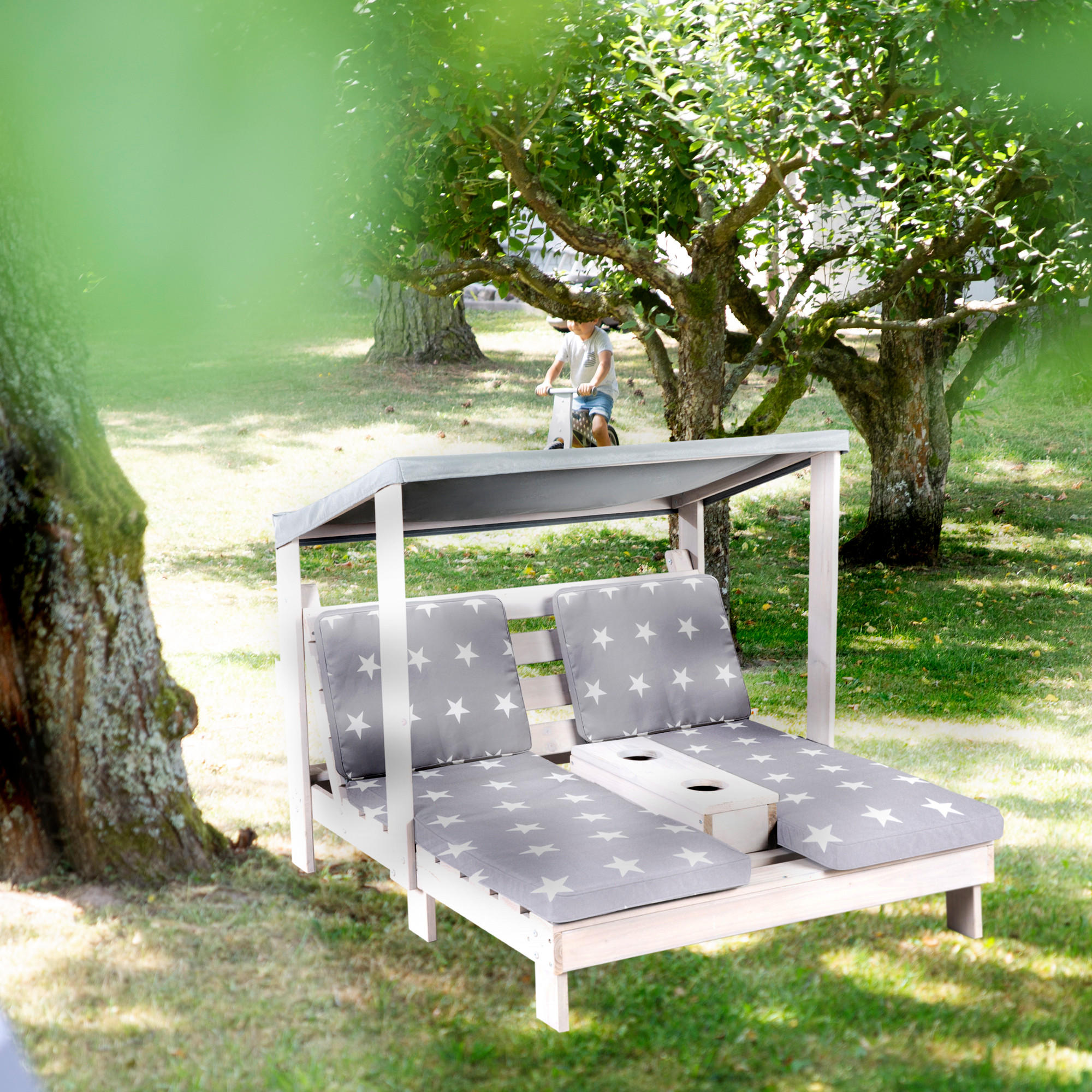 OUTDOORSITZGELEGENHEIT Little Stars - Hellgrau, Holz (85/88/91cm) - Roba