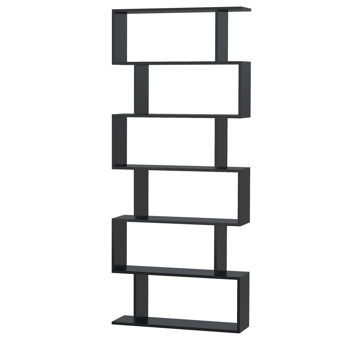 REGAL DE-15462 80/23/192 cm, 6 Ebenen Schwarz - Schwarz, Holzwerkstoff (80/192/23cm) - ComfortXL
