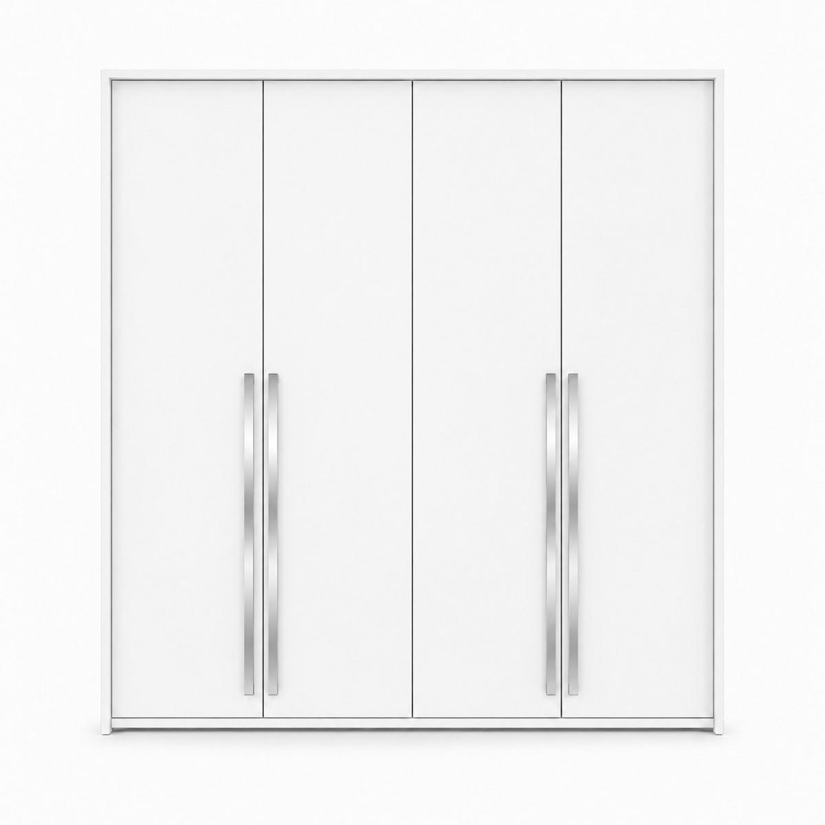 KLEIDERSCHRANK: Weiß / Griffe Silber, 210 x 65 x 217,2 cm - Silberfarben/Weiß, Holzwerkstoff (210/217.2/65cm) - 3XE LIVING