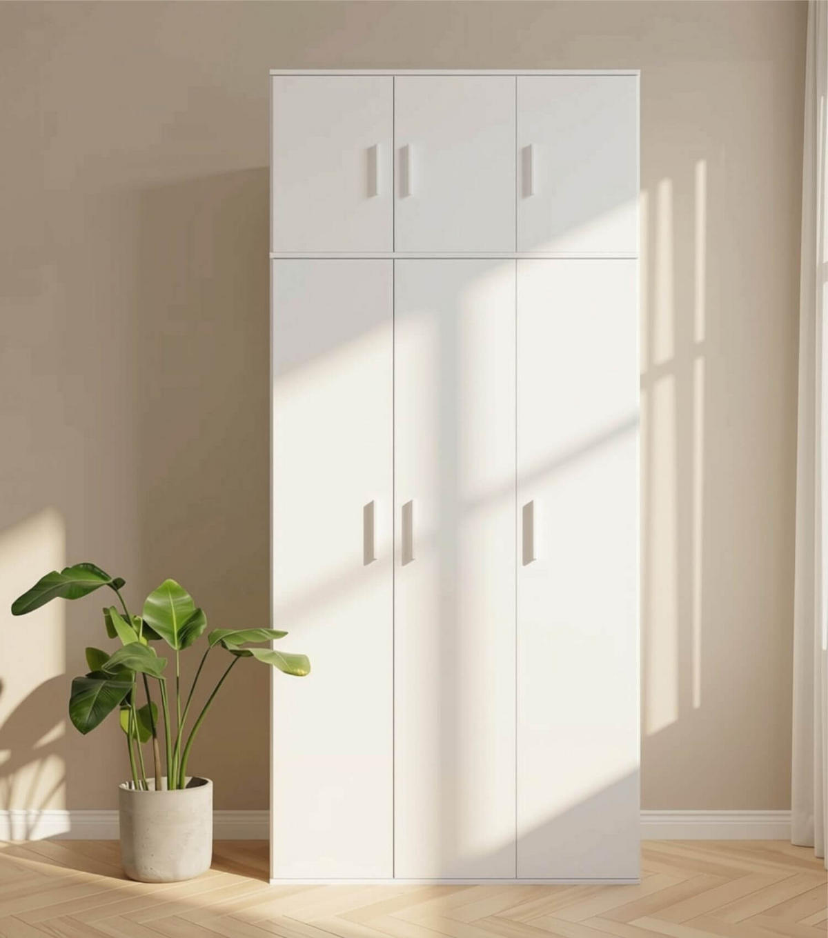MEHRZWECKSCHRANK Trio - Weiß, Holzwerkstoff (89/230/34.5cm) - Mokebo