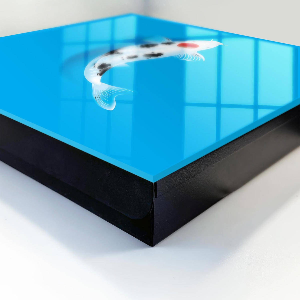 SCHLÜSSELBOX Schwarz 30x30 cm- Türöffnung nach rechts - Koi-Karpfen - Blau, Metall (30/30/5cm) - TULUP