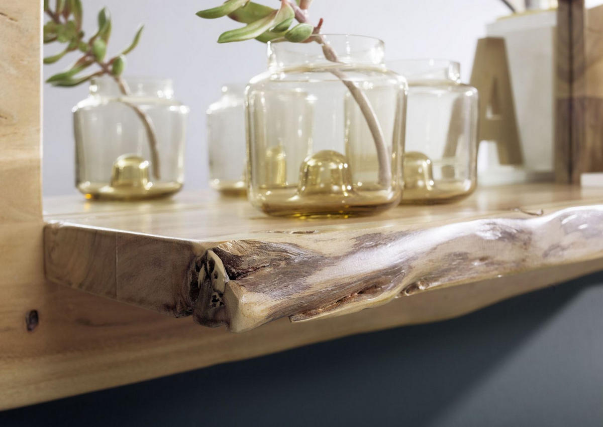 WANDREGAL Akazie 101x22x38 natur lackiert PURE ACACIA #707 - Naturfarben, Holz (101/38/22cm) - Massivmoebel24