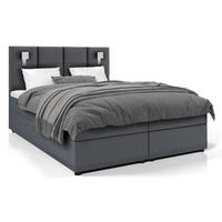 BOXBETT Parma Bonellfederkern inkl. 7-Zonen Topper T-30 mit Bettkasten - Dunkelgrau, Holz/Holzwerkstoff (180/200cm) - Best For Home