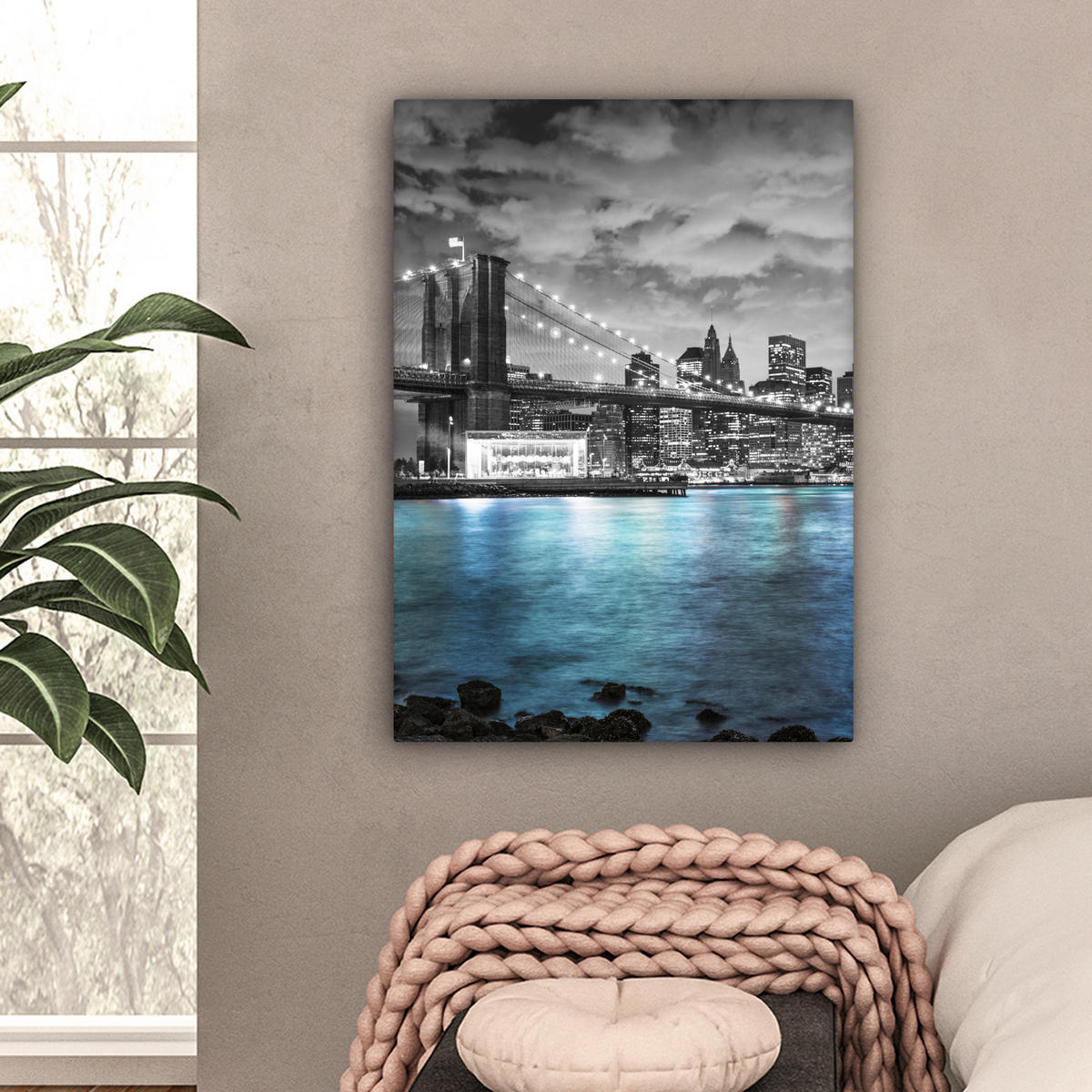LEINWANDBILD New York - Skyline - Stadt - Blau 60x80 cm - Blaugrau, Textil (60/80cm) - MuchoWow