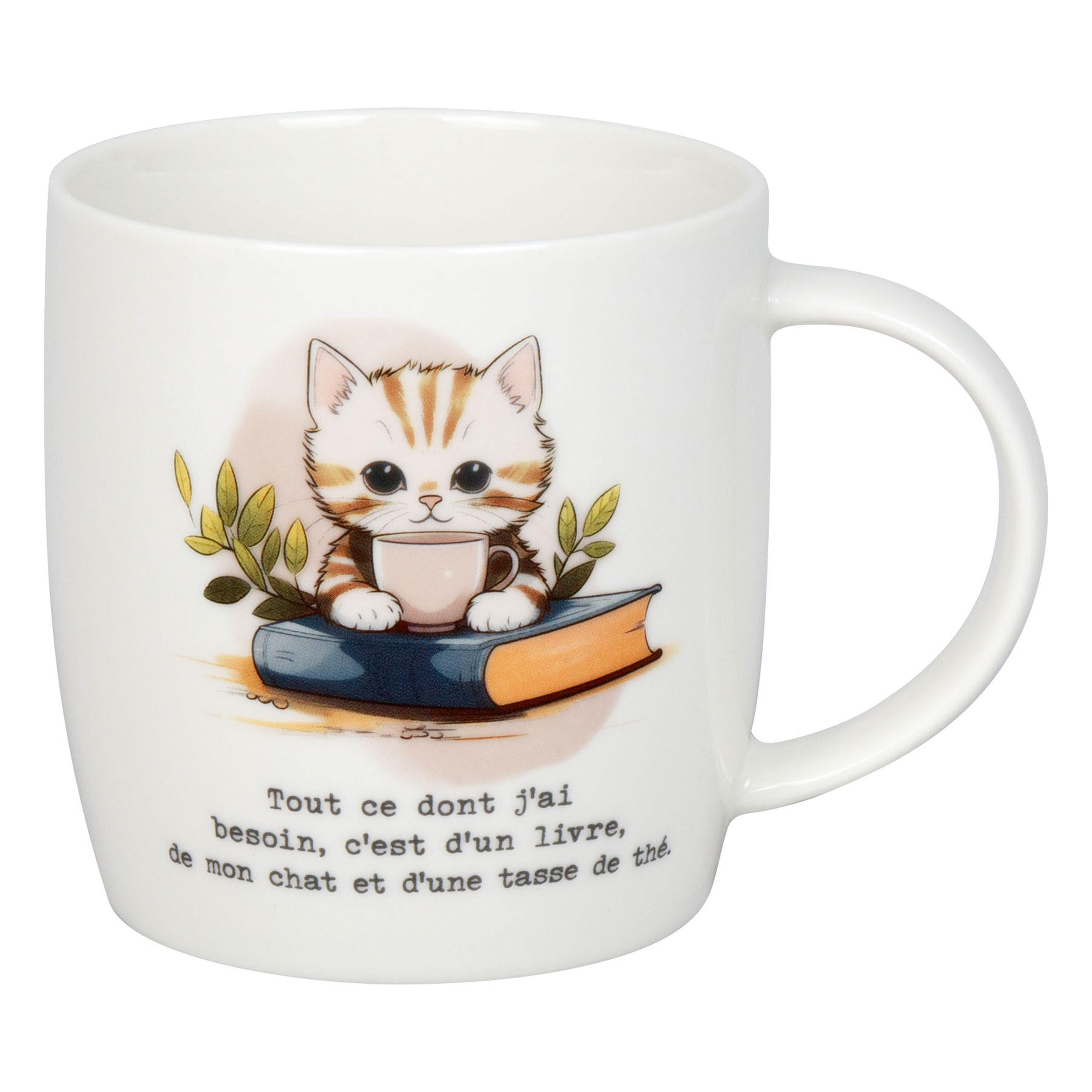 KAFFEEBECHER Livres, chat & thé - Naturfarben, Keramik (0.4L) - Könitz