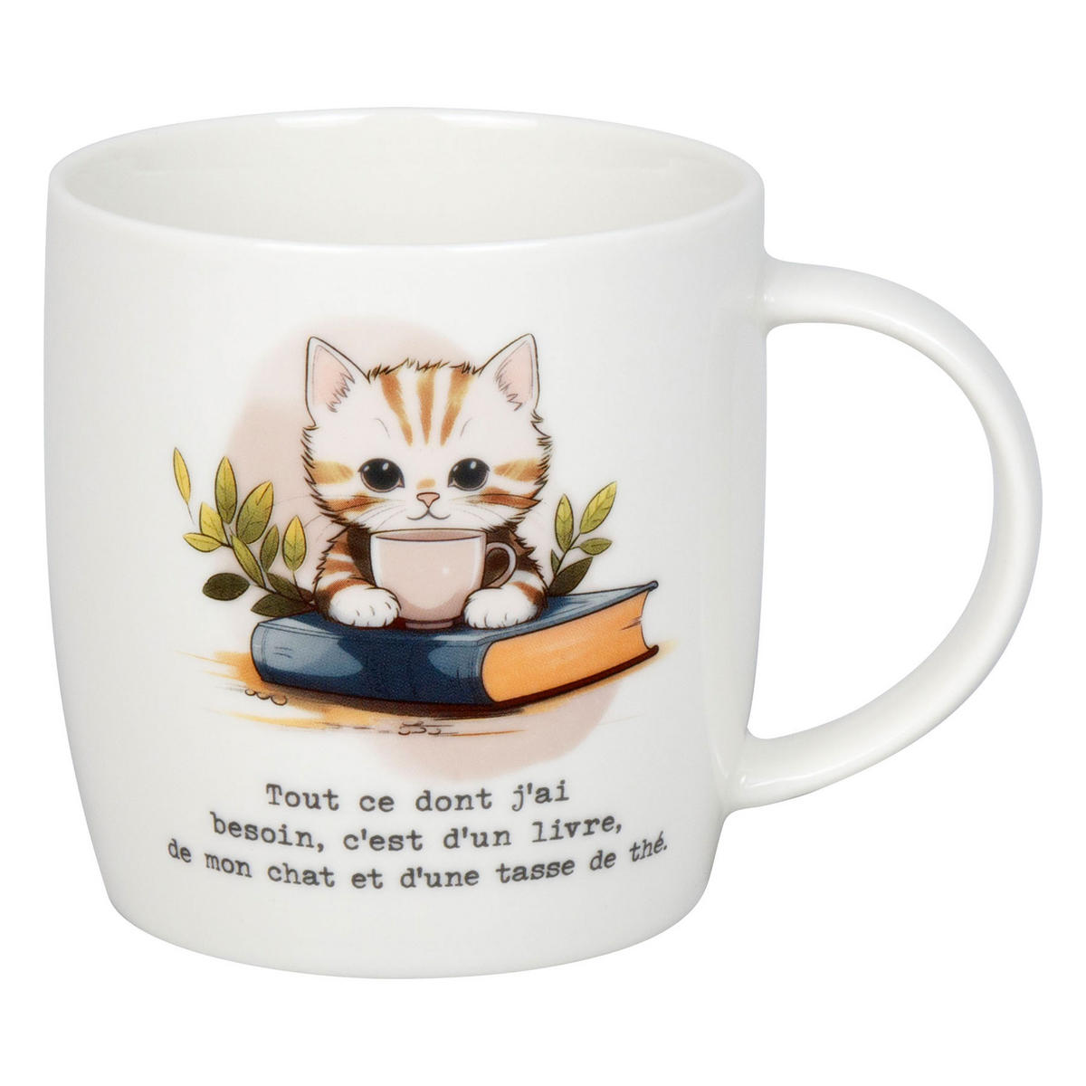 KAFFEEBECHER Livres, chat & thé - Naturfarben, Keramik (0.4L) - Könitz