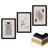 WANDBILDER 3er-Set - 20x30 cm Schwarzer Rahmen - Abstrakte Formen und Gesicht - Schwarz, Kunststoff (20/30cm) - ArtPrintCave