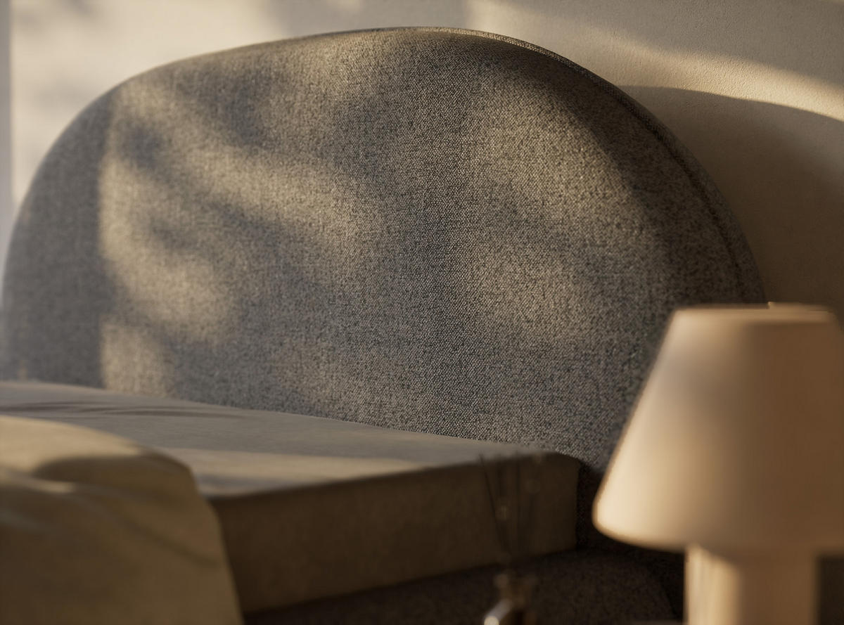 POLSTERBETT Koji Grau 160/200 cm im Webstoff - Schwarz/Naturfarben, Holz/Holzwerkstoff (160/200cm) - Maison de Reve