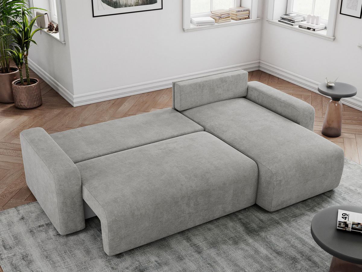 ECKSOFA ARGOS Hellgrau Struktur - Hellgrau/Schwarz, Kunststoff/Textil (245/150cm) - MKS