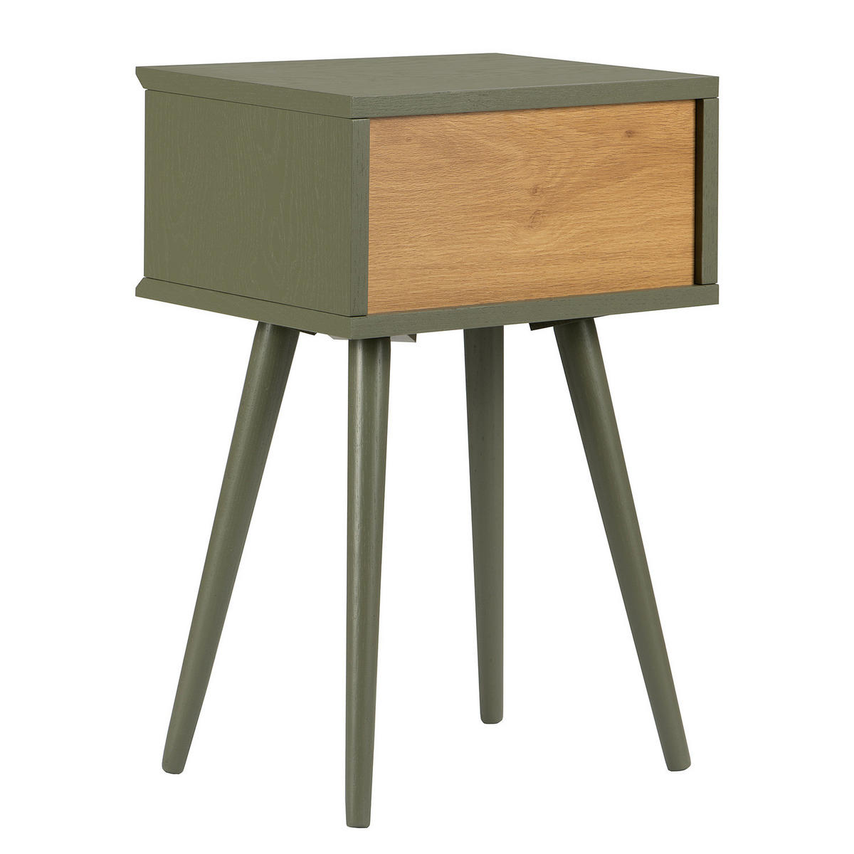 NACHTTISCH - Teilmassivholz - Olivgrün, Eichenholz/Holz (40/61/30cm) - home24