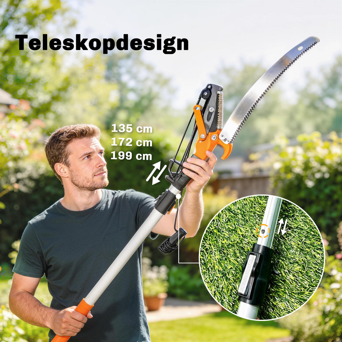 ASTSÄGE DE-10252 2-in-1 mit Teleskopstiel (135-199 cm) Orange - Orange, Metall (20/3.3/199cm) - ComfortXL